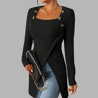 Maressa | Button Closure Ribbed Top