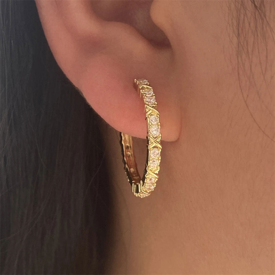 Renee | Zirconia Cross Earrings in 18K Gold