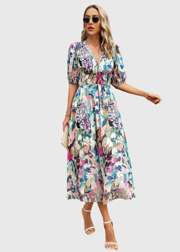 Joyce | Flattering Floral Midi Dress