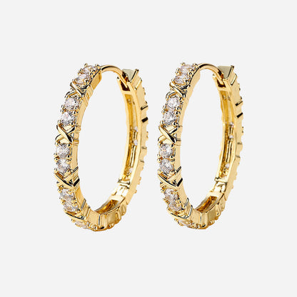 Renee | Zirconia Cross Earrings in 18K Gold