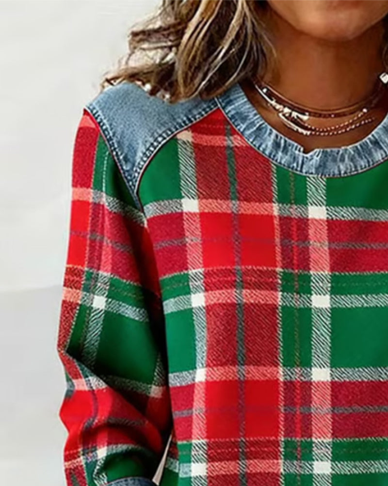 Ivy-Jane | Sweatshirt with Checkered Patchwork