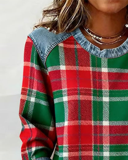 Ivy-Jane | Sweatshirt with Checkered Patchwork