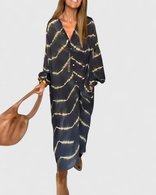 Britt | Elegant Boho Striped Maxi Dress