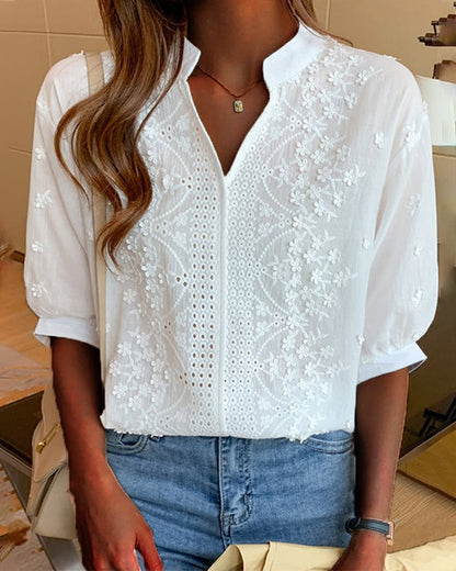 Unni | Elegant White Blouse with Puff Sleeves