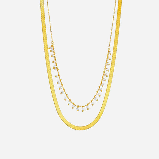 Melinda | Luxe Snake Choker & Pearl Jewelry Set 18K Gold