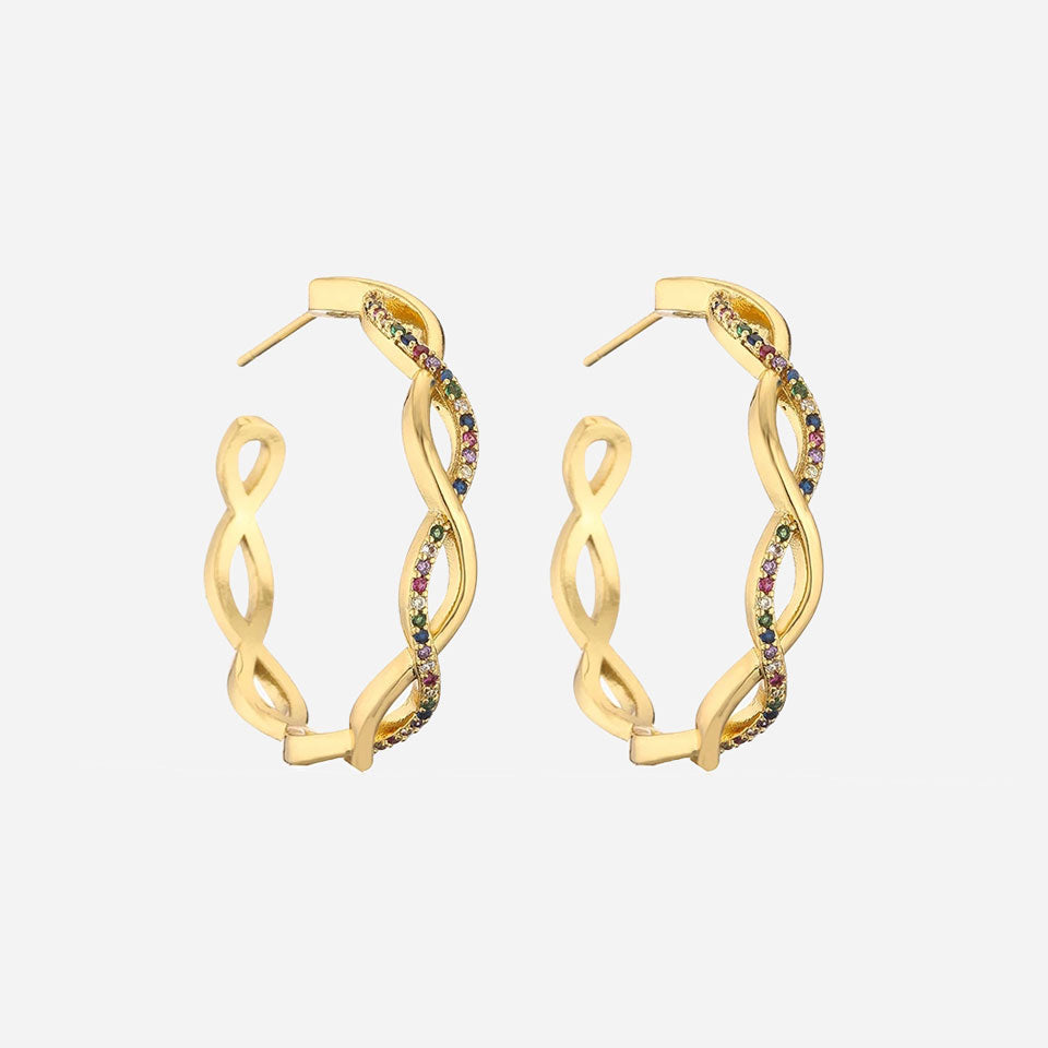 Crystal | Wave Earrings 18K Gold