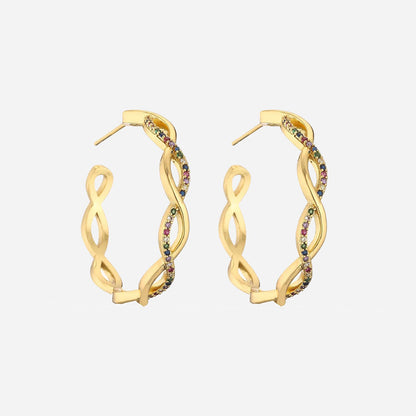 Crystal | Wave Earrings 18K Gold