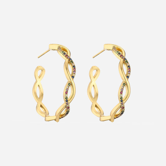 Crystal | Wave Earrings 18K Gold