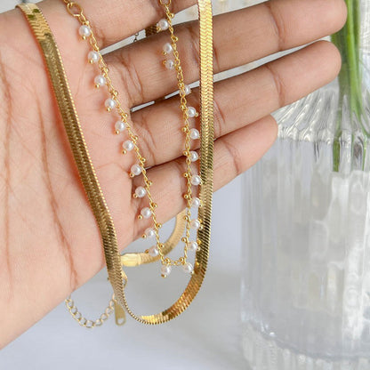Melinda | Luxe Snake Choker & Pearl Jewelry Set 18K Gold