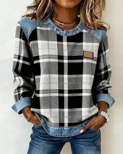 Ivy-Jane | Sweatshirt with Checkered Patchwork