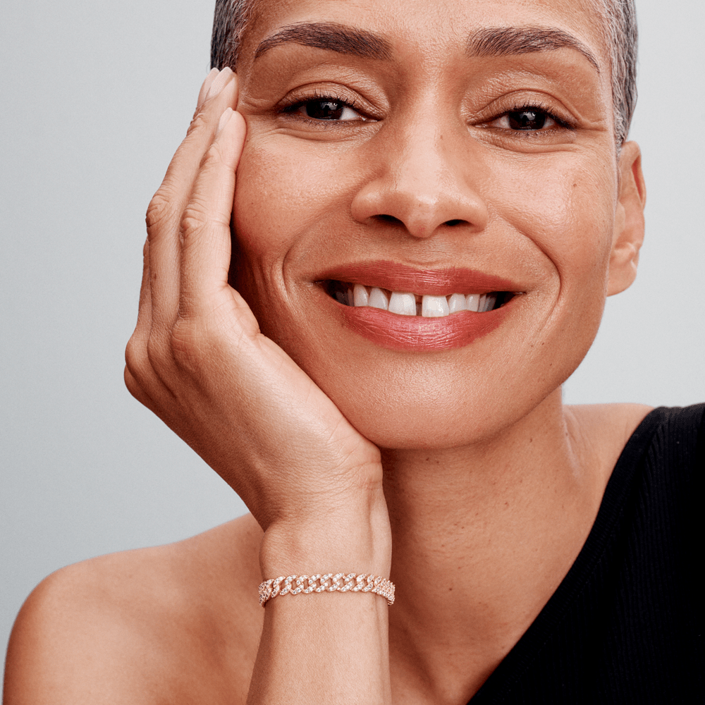 Patricia | Cuban Pink Bracelet 18k Gold