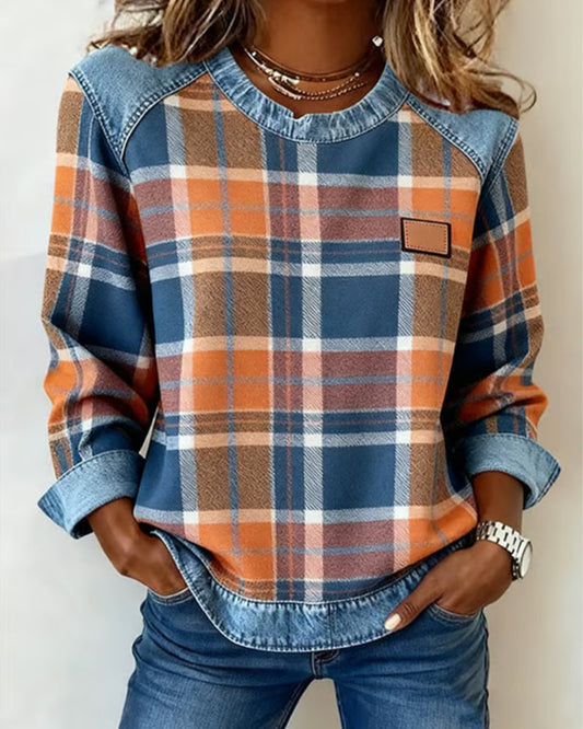 Ivy-Jane | Sweatshirt with Checkered Patchwork