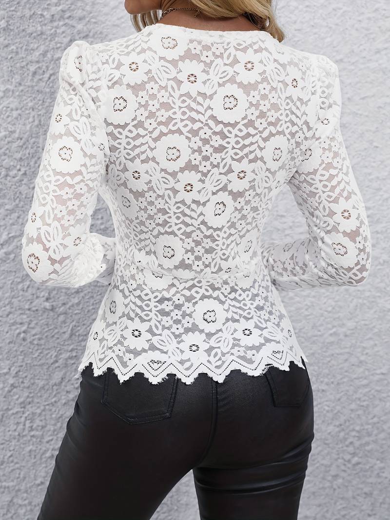 Ingeborg | Elegant Blouse with Long Sleeves in Lace for Women