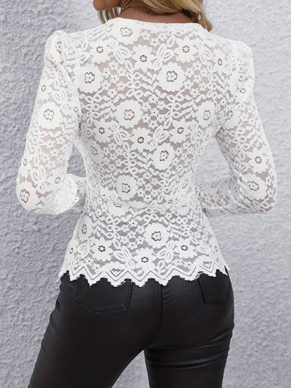 Ingeborg | Elegant Blouse with Long Sleeves in Lace for Women