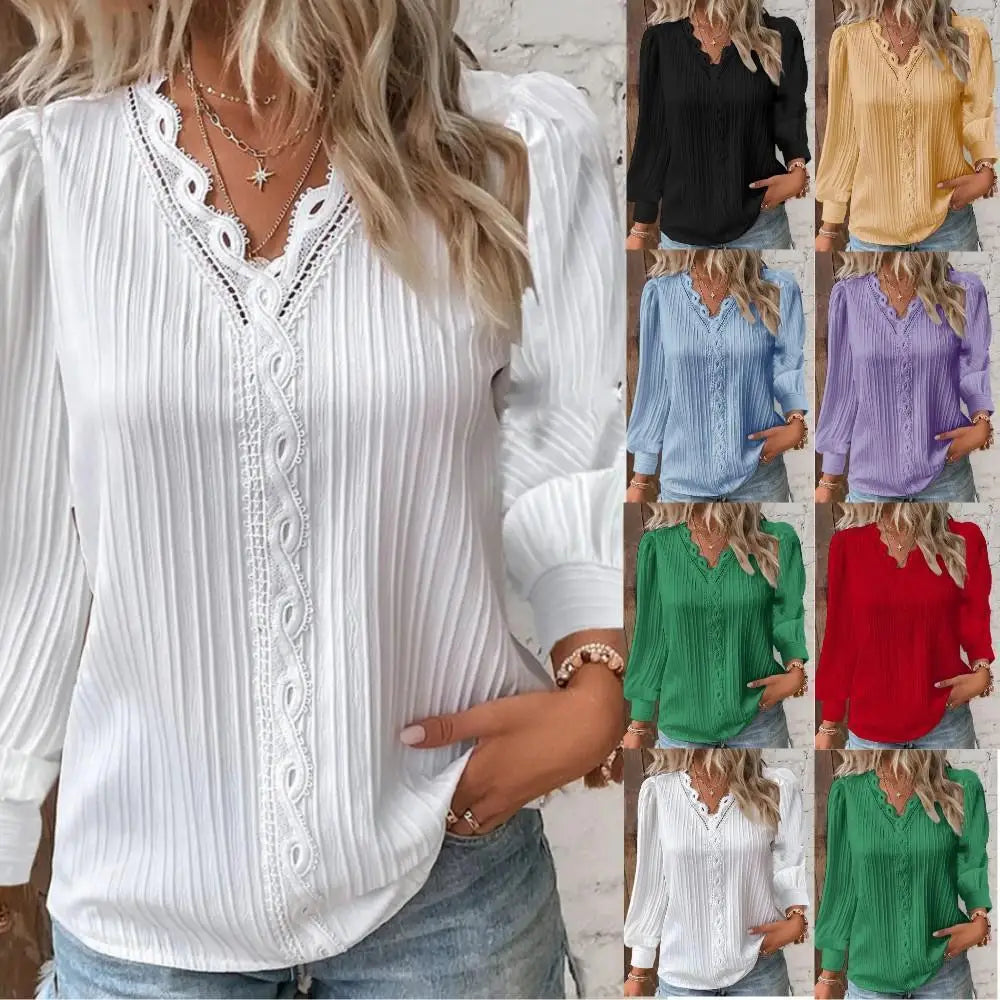 Cathrine | Blouse with Long Sleeves and V-Neck