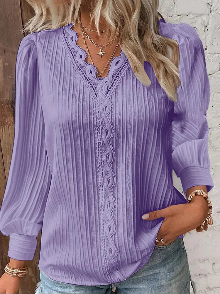 Cathrine | Blouse with Long Sleeves and V-Neck
