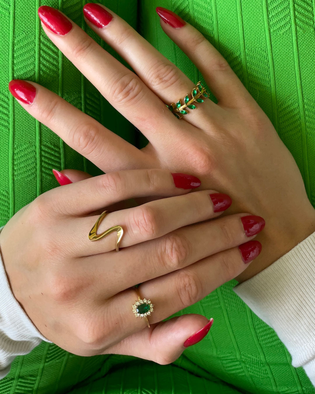Alyssa | Green Zirconia Ring 18K Gold