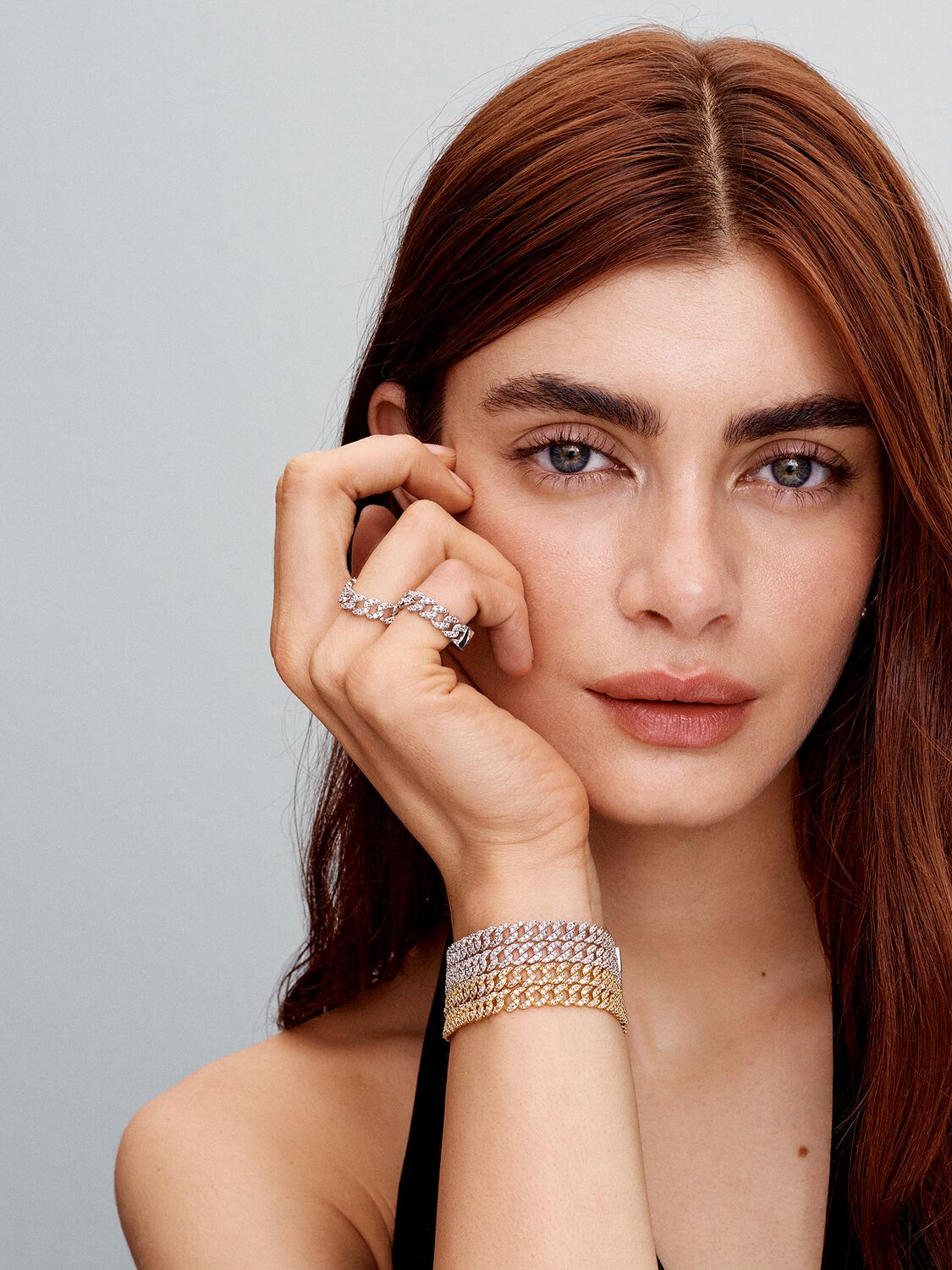 Patricia | Cuban Pink Bracelet 18k Gold