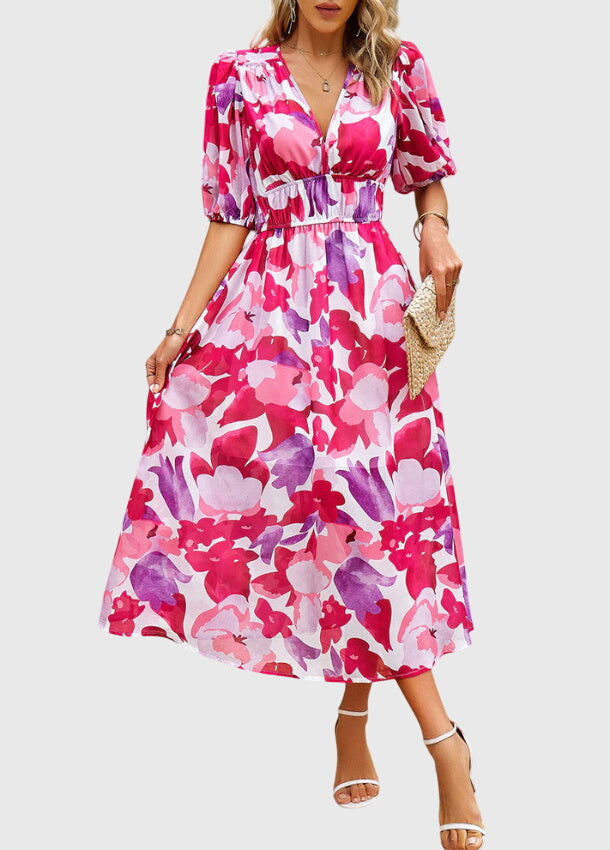 Joyce | Flattering Floral Midi Dress