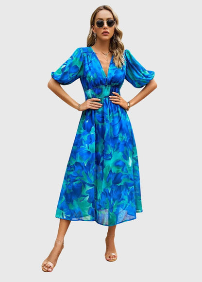 Joyce | Flattering Floral Midi Dress