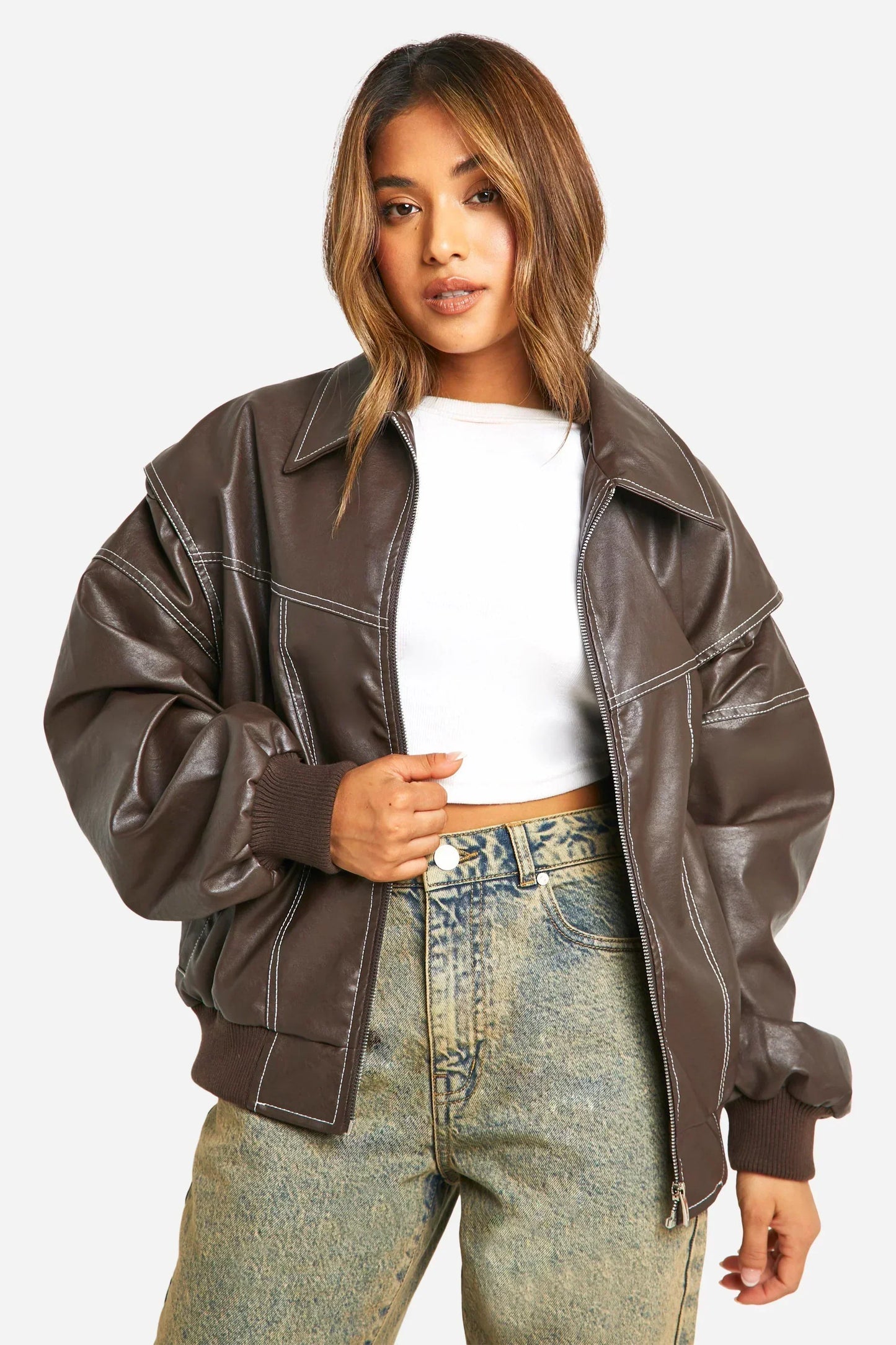 Marja | Plus Size Casual Bomber Jacket with Embroidery Details