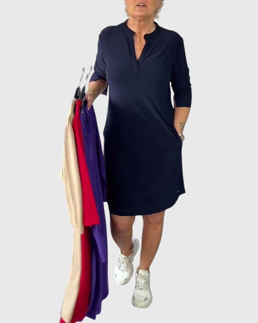 Clarissa | Solid V-Neck Dress