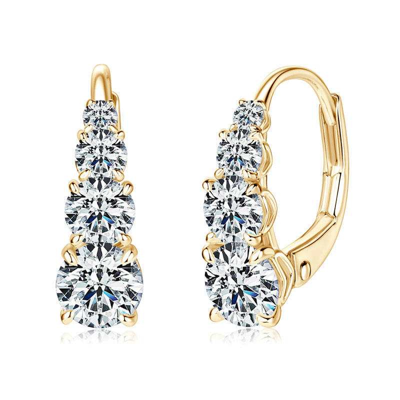 Sylvie | Earrings with Four Stones 18k Gold