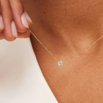 Christina | Moissanite Stone Necklace 14k Gold